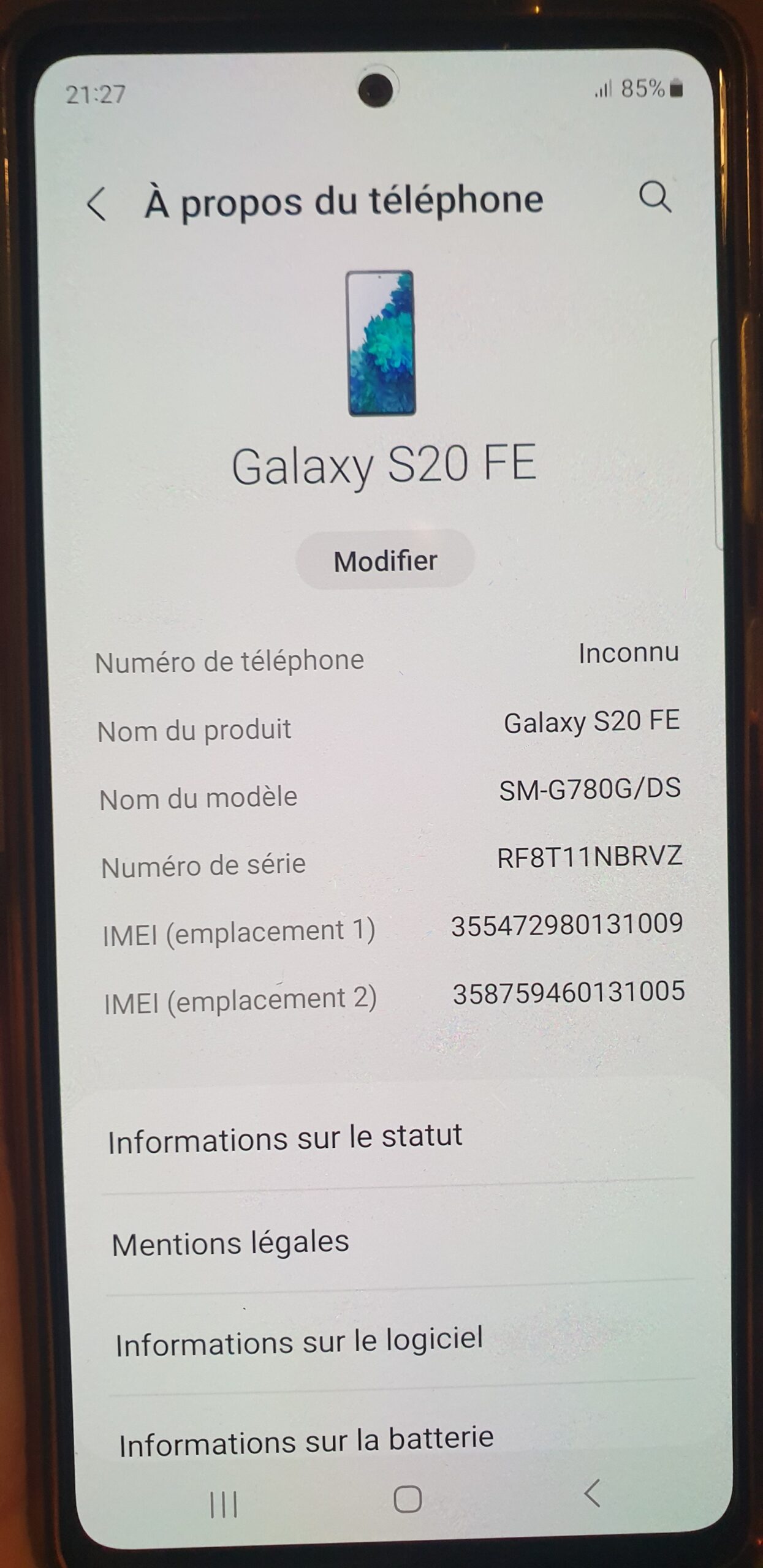Privé : Samsung S20