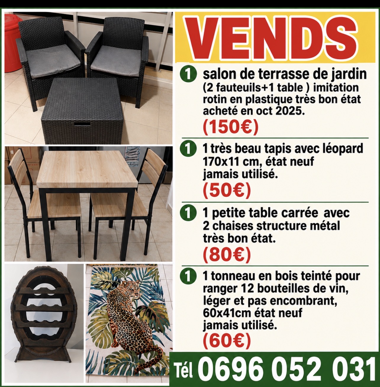 Vends divers articles